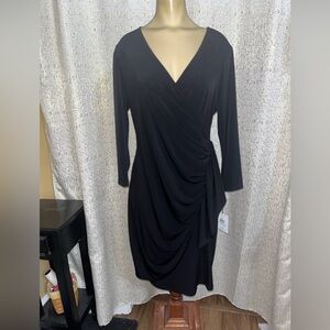 Calvin Klein Black Dress with Rauched Side, 3/4 Sleeve, NWT, Size 8